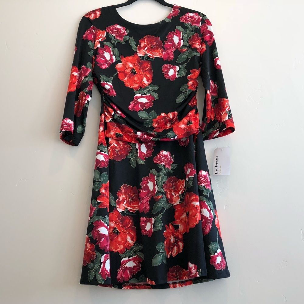 Enfocus Studio Black Red Gold Dress NWT